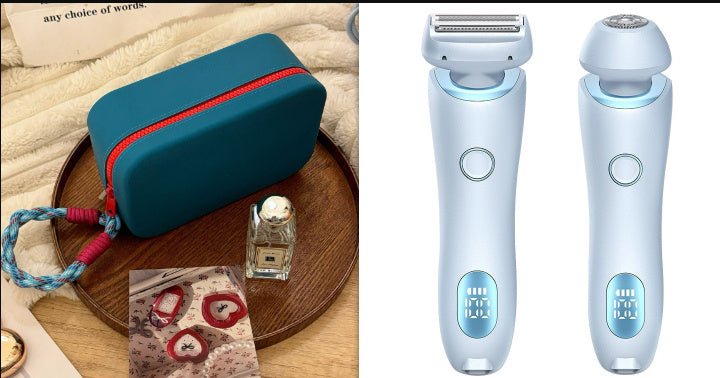 2 In 1 Hair Removal Epilator USB Rechargeable Trimmer Women Body Razor Face Leg Armpit Bikini Hand Pubic Shaver Hair Remover - Skin Glowing
