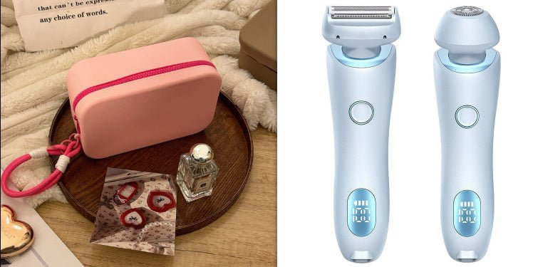 2 In 1 Hair Removal Epilator USB Rechargeable Trimmer Women Body Razor Face Leg Armpit Bikini Hand Pubic Shaver Hair Remover - Skin Glowing
