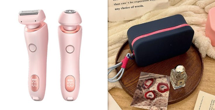 2 In 1 Hair Removal Epilator USB Rechargeable Trimmer Women Body Razor Face Leg Armpit Bikini Hand Pubic Shaver Hair Remover - Skin Glowing