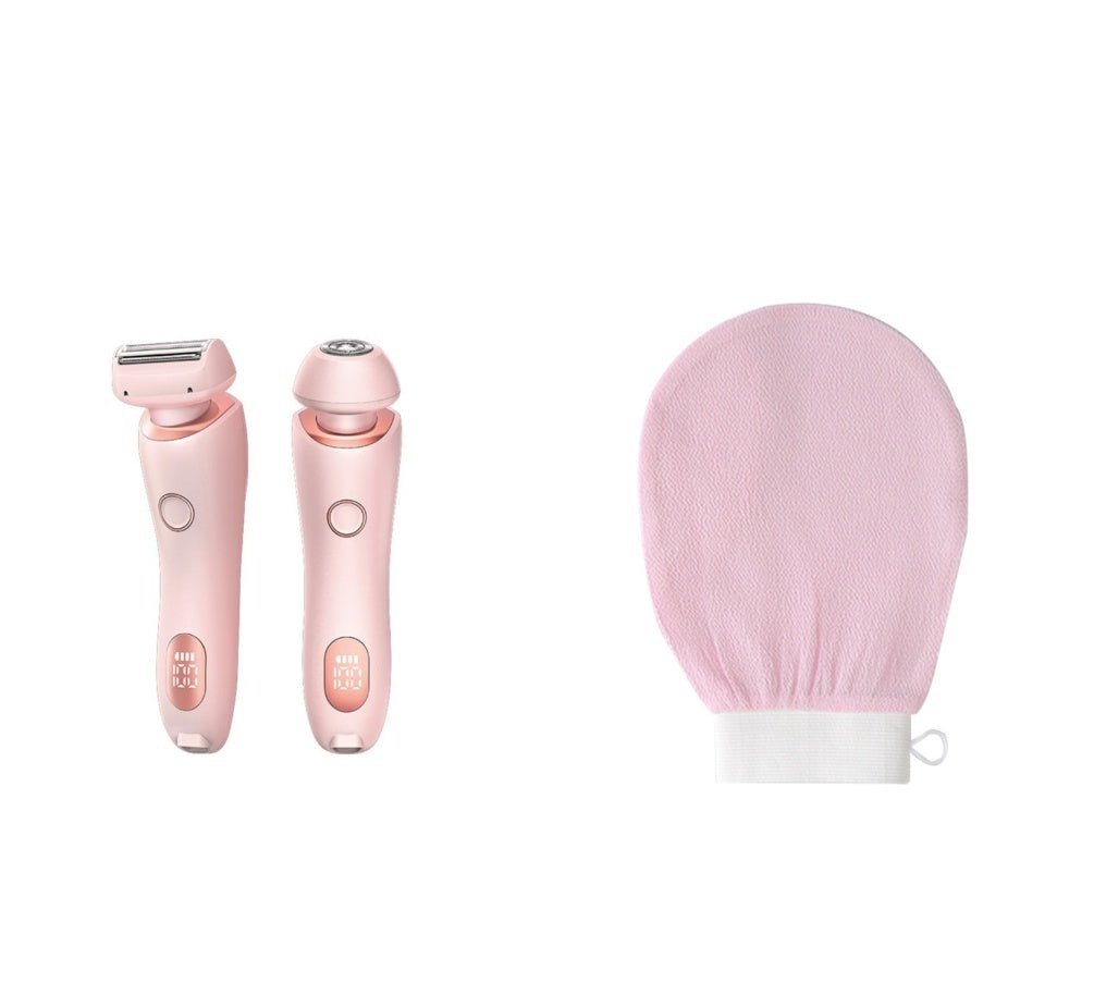 2 In 1 Hair Removal Epilator USB Rechargeable Trimmer Women Body Razor Face Leg Armpit Bikini Hand Pubic Shaver Hair Remover - Skin Glowing