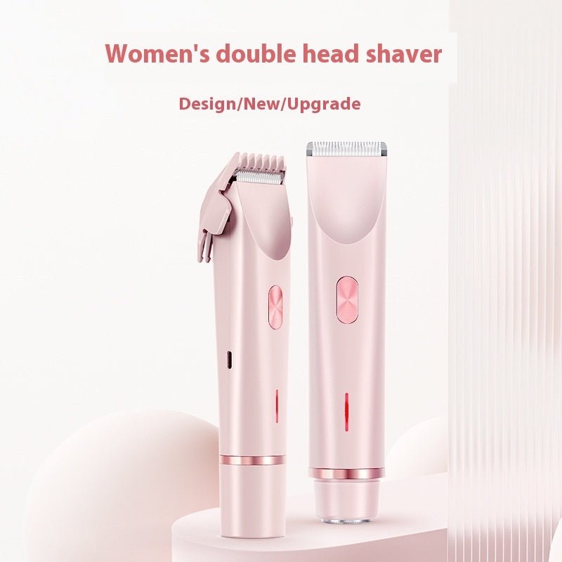 2 In 1 Hair Remover Women's Double Head Shaver Private Pubic Hair Trimmer Electric Razor Wet Dry Electric Body Hair - Skin Glowing