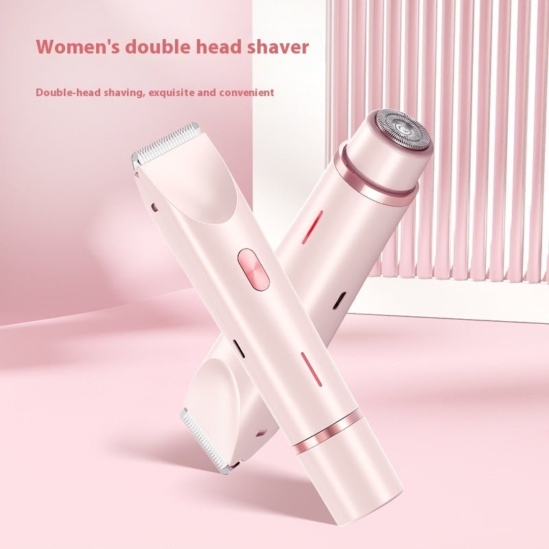 2 In 1 Hair Remover Women's Double Head Shaver Private Pubic Hair Trimmer Electric Razor Wet Dry Electric Body Hair - Skin Glowing