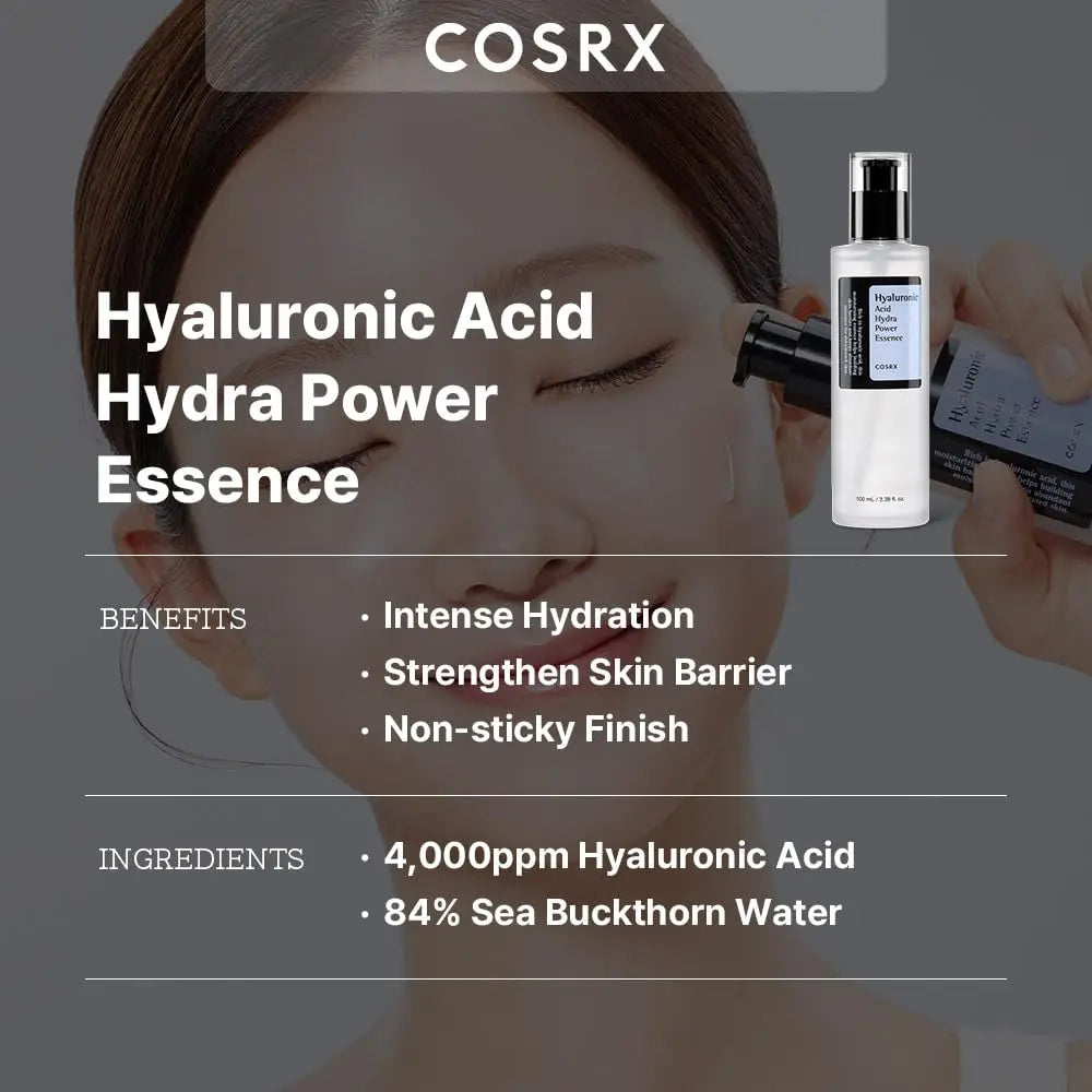 COSRX Hyaluronic Acid Hydra Power Essence 100mL Lightweight Daily Essence Korean Skincare Hydrating Moisturizing Serum