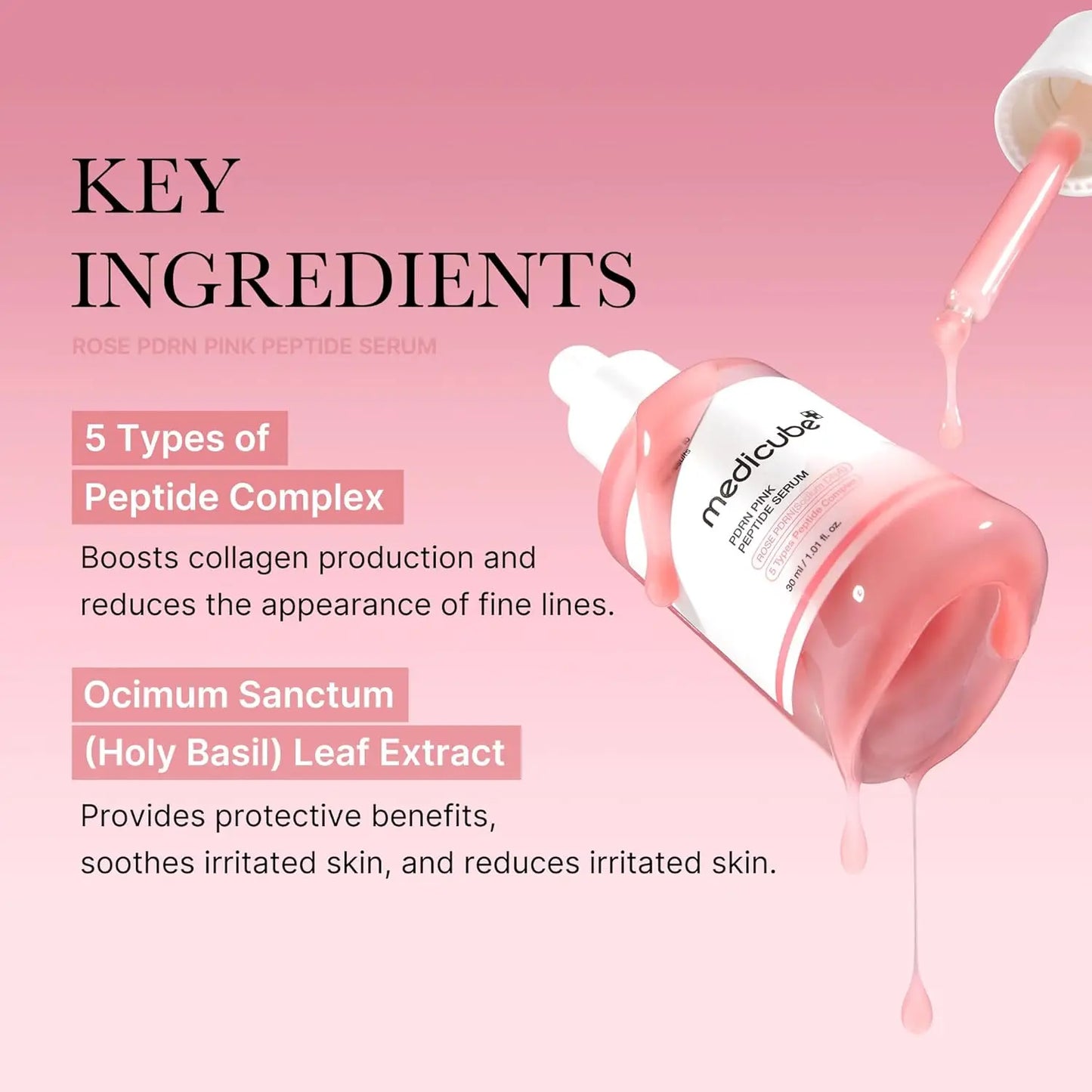 Medicube PDRN PINK PEPTIDE SERUM 30ml Korean Skin Care Serum Private Label Pdrn Serum Ampoule