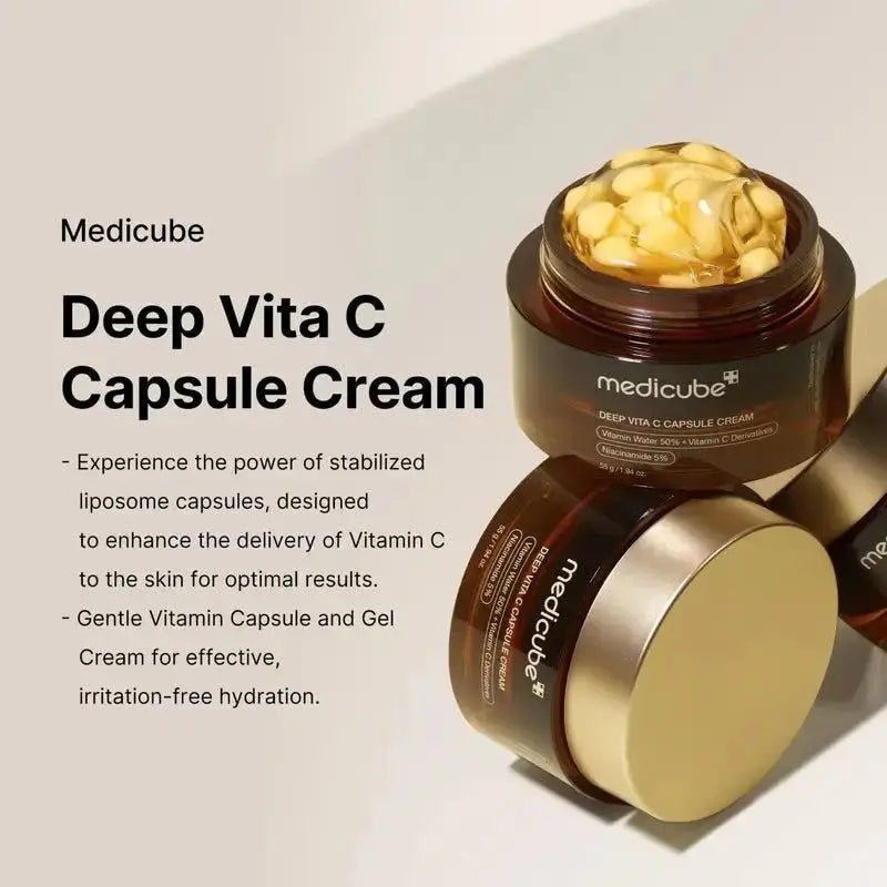 Medicube Deep Vita C Capsule Cream 55g Korean Skin Care Cream Private Label Deep Vitamin C Golden Capsule Face Moisturizer - Skin Glowing
