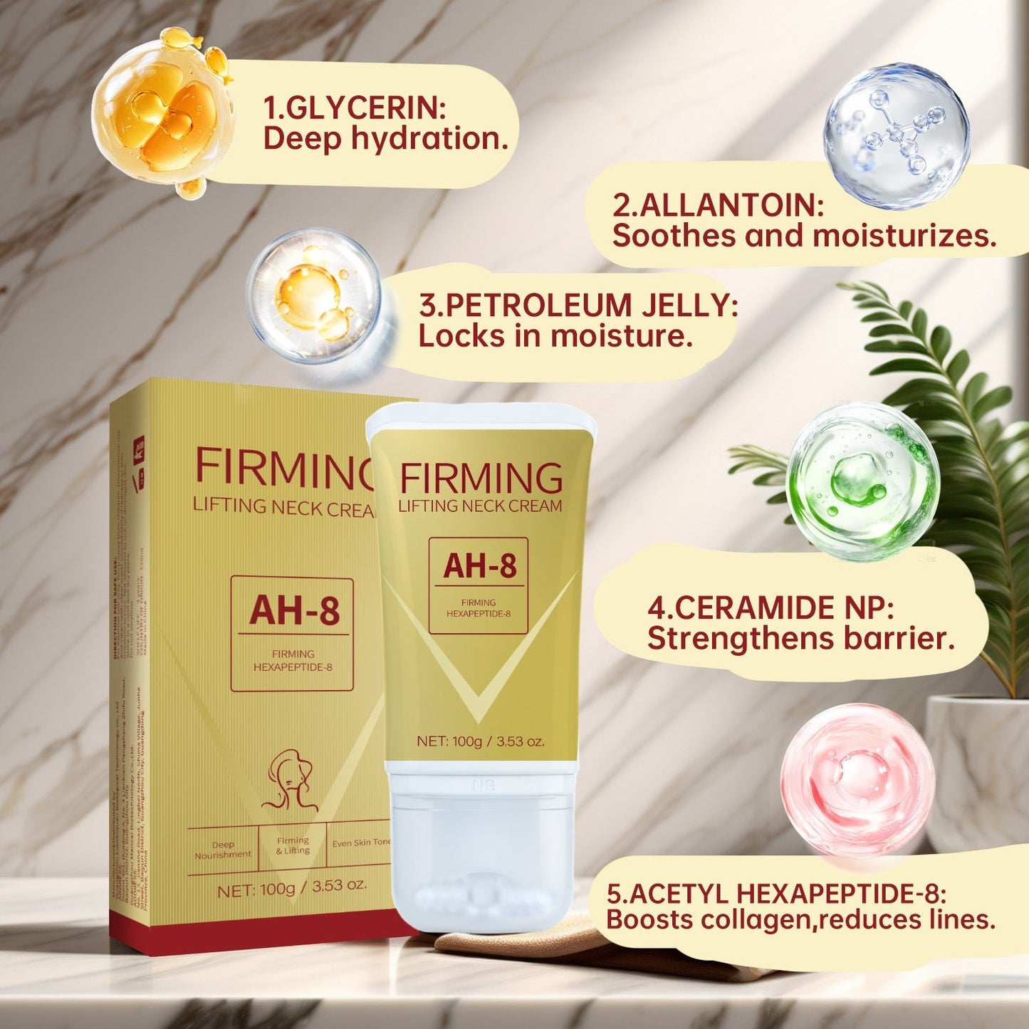 Neck Firming Roller Cream Lifts Dilutes Neck Lines Deeply Nourishes Easily Absorbed Massages And Soothes Neck Skin Care - Skin Glowing