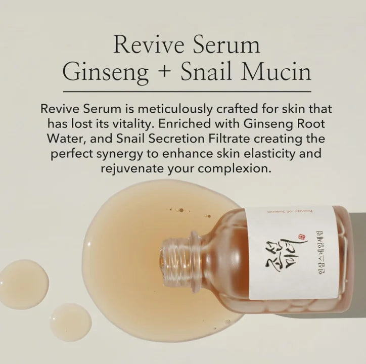 Korea Skincare Revive Snail Mucin Ginseng Serum Hydrating Peptide Face Moisturizer Dark Spot Remover Ampoule