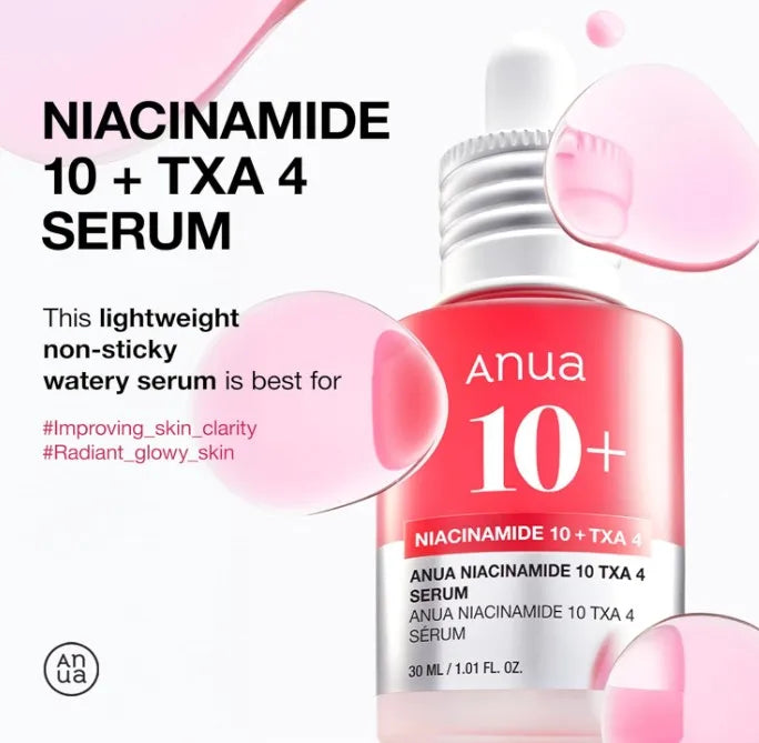 Korean Skin Care ANUA Niacinamide 10 + TXA 4 Serum Hyaluronic Acid Tranexamic acid Vitamin B12 Face Serum for Glass Skin