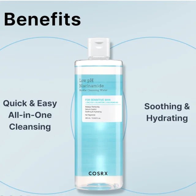 [COSRX] Low pH Niacinamide Micellar Cleansing Water 400ml - Korea Cosmetics Wholesale - Skin Glowing