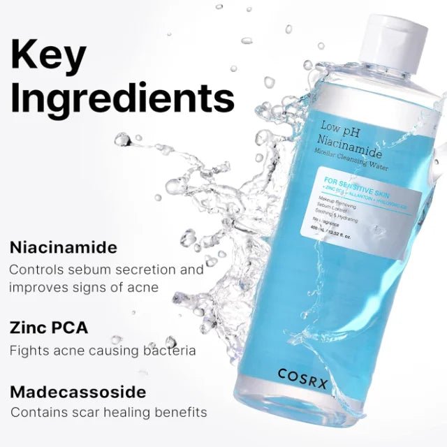 [COSRX] Low pH Niacinamide Micellar Cleansing Water 400ml - Korea Cosmetics Wholesale - Skin Glowing