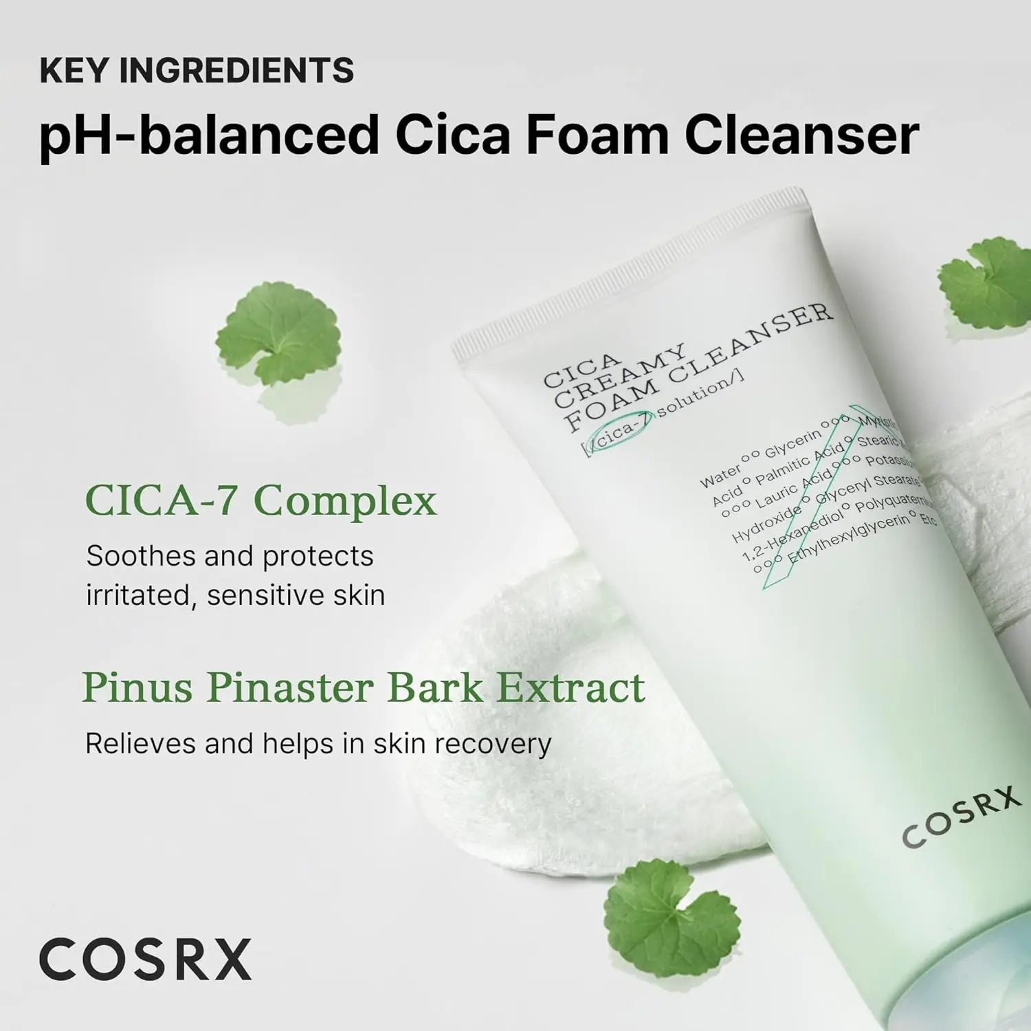 COSRX Pure Fit Cica Creamy Foam Cleanser 150ml Korean Skin Care Facial Cleanser Foam Cleansing - Skin Glowing