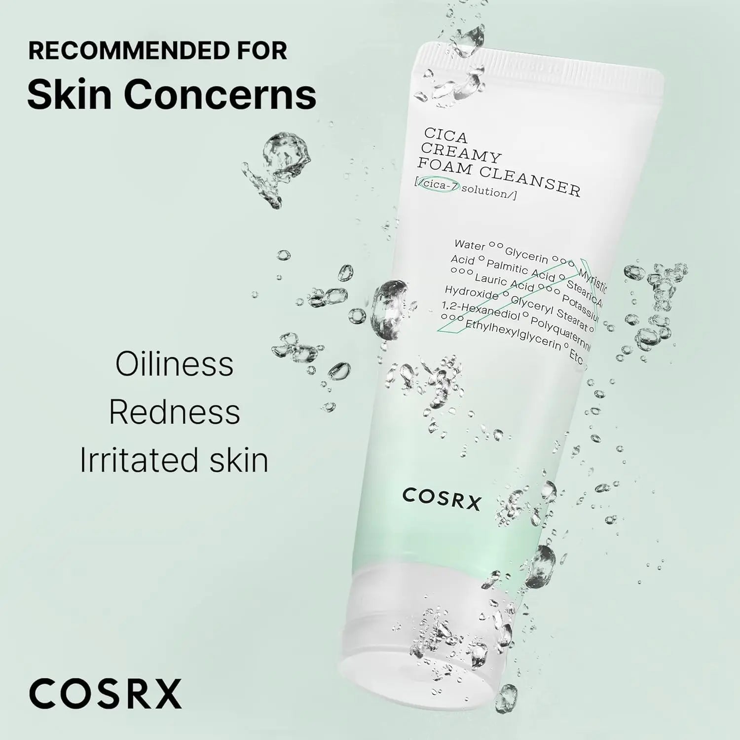 COSRX Pure Fit Cica Creamy Foam Cleanser 150ml Korean Skin Care Facial Cleanser Foam Cleansing - Skin Glowing