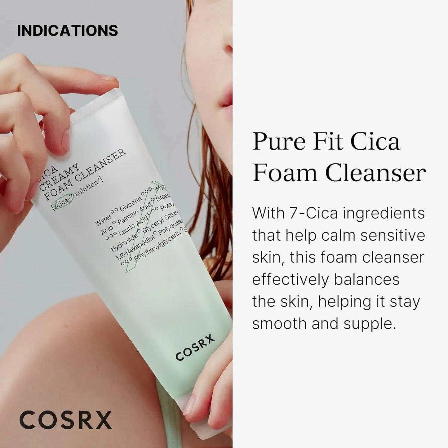 COSRX Pure Fit Cica Creamy Foam Cleanser 150ml Korean Skin Care Facial Cleanser Foam Cleansing - Skin Glowing