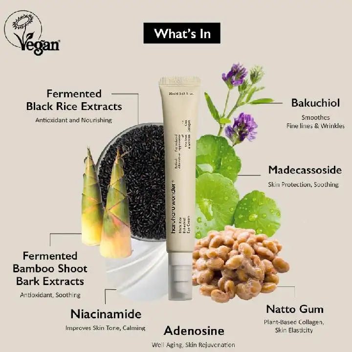 Korea Wholesale [Haruharu Wonder] Black Rice Bakuchiol Eye Cream 0.67 Fl.oz 20ml Eye Care Natural Retinol Alternative - Skin Glowing