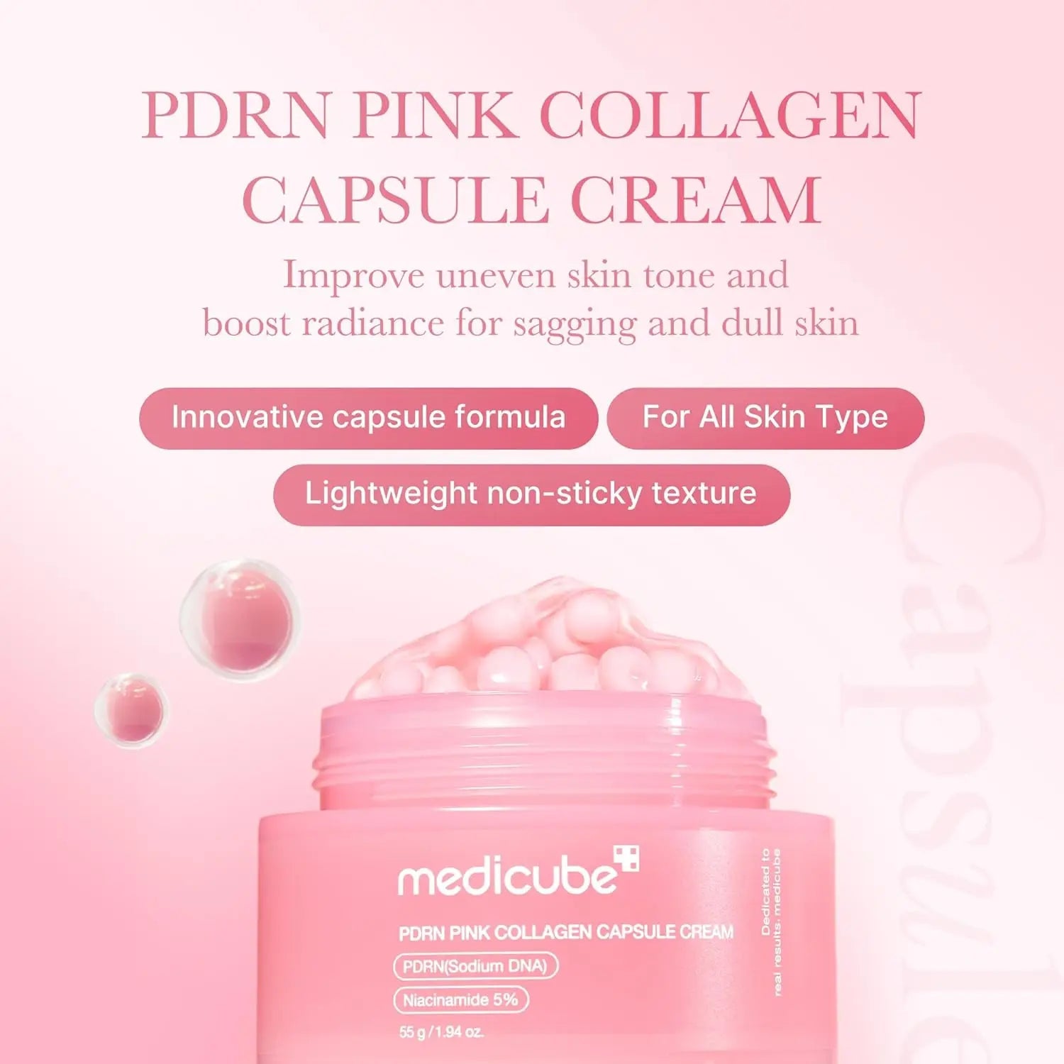 Medicube PDRN Pink Collagen Capsule Cream 55g Korean Skin Care Face Moisturizer Cream Private Label Salmon DNA PDRN - Skin Glowing