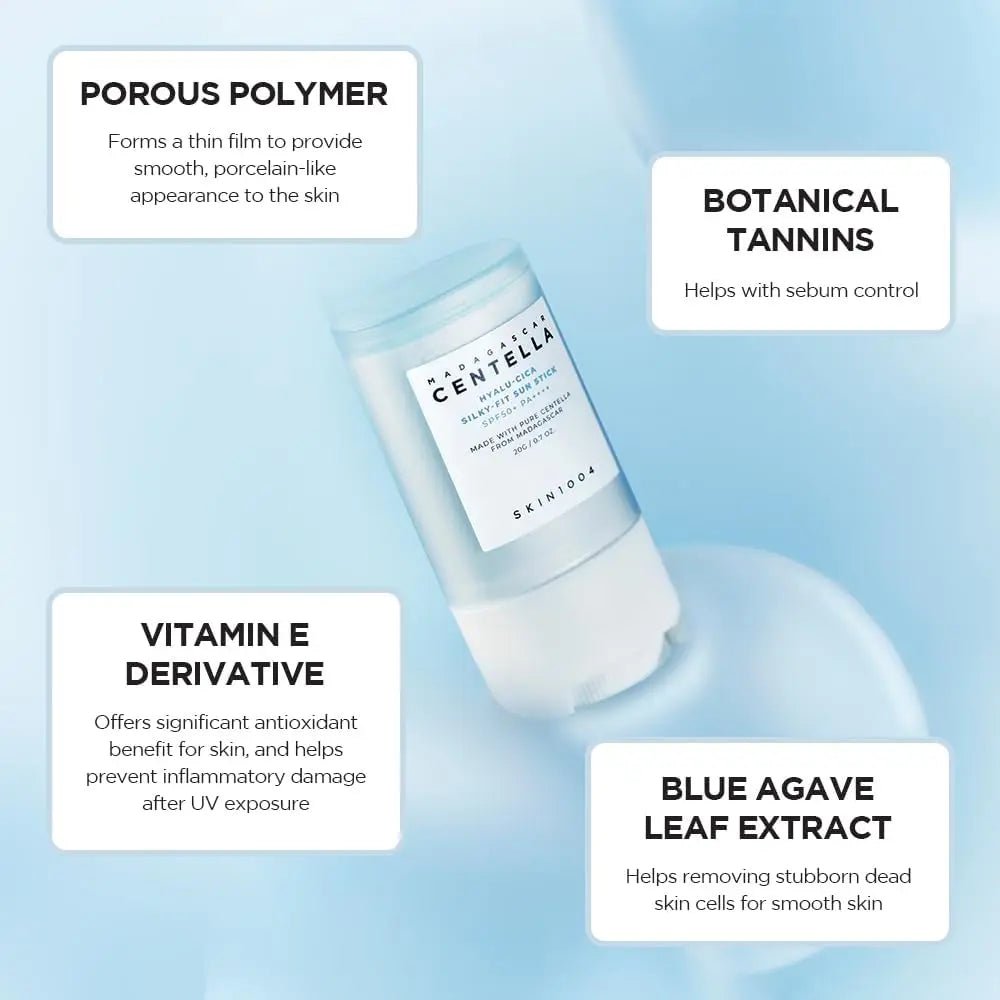 SKIN1004 Madagascar Centella Hyalu Cica Silky - Fit Sun Stick 7g Korean Skin Care Sunscreen SPF 50 - Skin Glowing