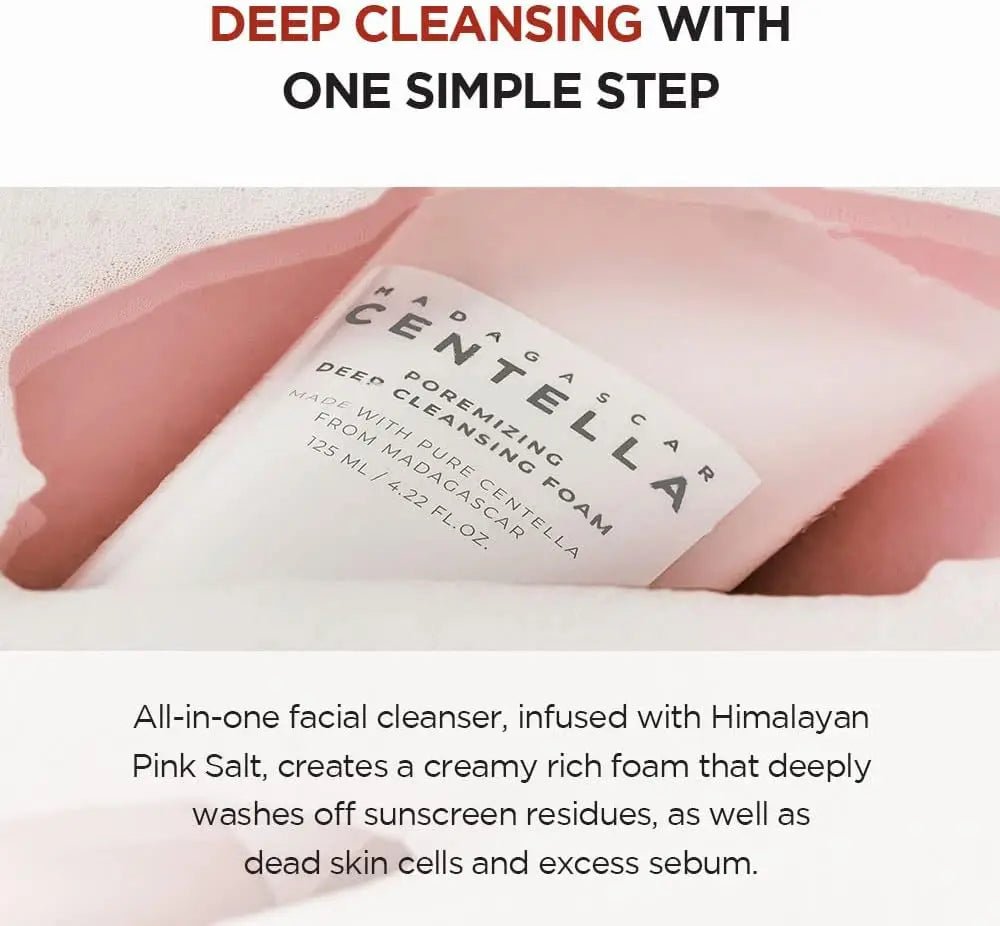 SKIN1004 Madagascar Centella Poremizing Deep Cleansing Foam 125ml Korean Skin Care Pore Facial Cleanser - Skin Glowing